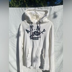 Distressed Abercrombie and Fitch white hoodie